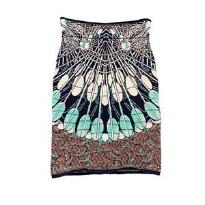 BCBGMaxazria Skirt Womens XXS 2XS Pavel Bandage Feather Bodycon Pull On Stretch